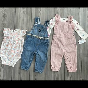Baby girl overall sets (9mo)